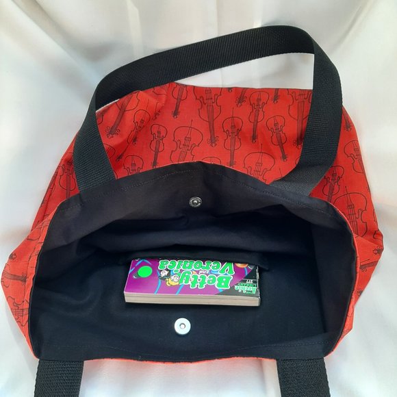 Handmade Guitar Tote bag with pocket - Picture 2 of 3